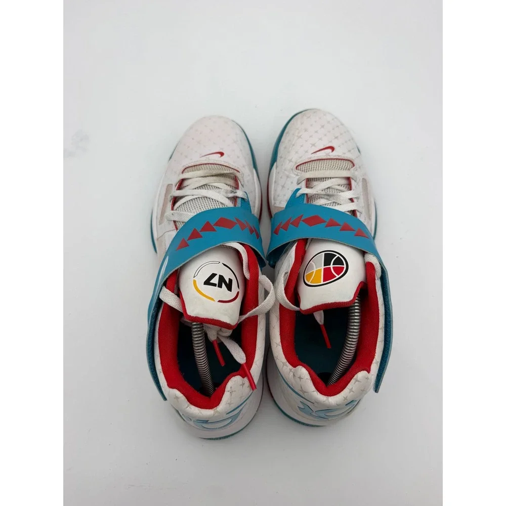 Nike KD 4 N7 Home White Dark Turquoise Red Basketball Shoes 519567-146 Mens 12
